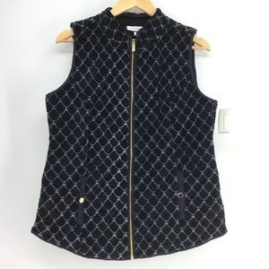 Charter Club Grey Velour Quilted Sleeveless Vest